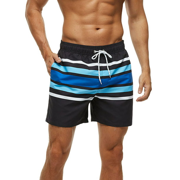 BU2H Men Casual Drawstring Elastic Waist Beach Shorts Swimwear 
